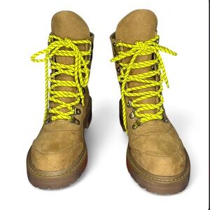 Women’s Combat Military Boots - Suede Brown - Size 7 - Hiker Style Ankle Boots